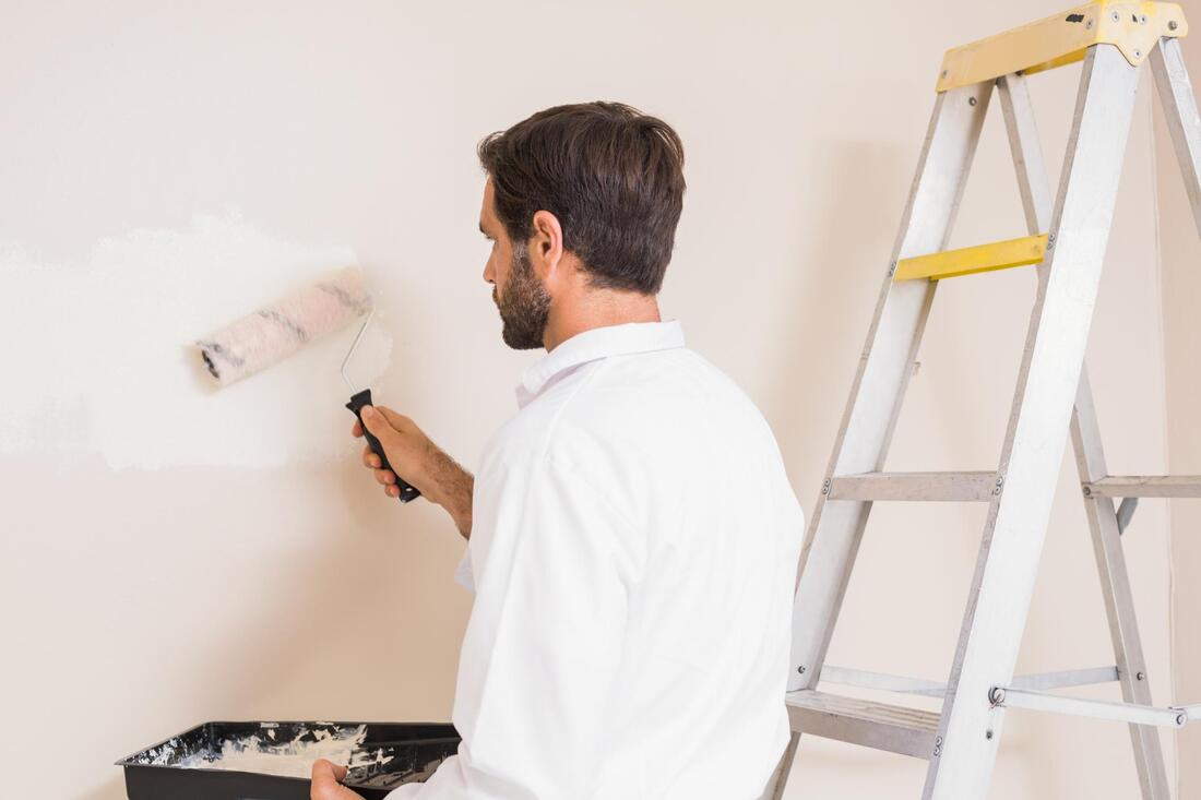 professional painter doing wall painting 